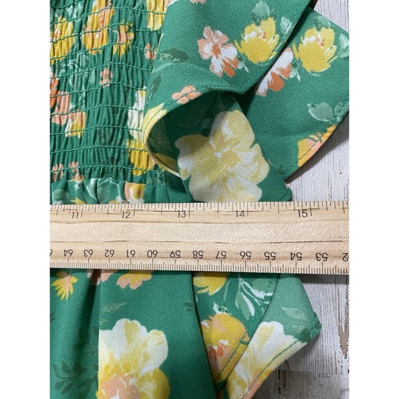 Pleione Blouse Womens Size Small Short Sleeve Green Floral - Picture 6 of 7